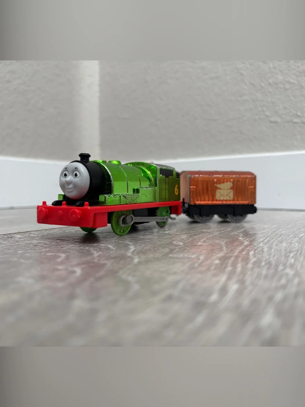 Metallic Motorized Trackmaster Percy and Tender - Thomas & Friends WORKS!